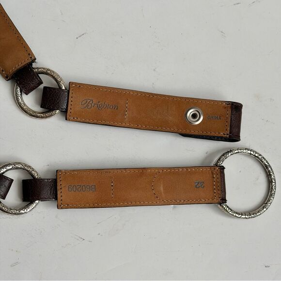 Brighton Black & Brown Leather Concho Silver Circle Buckle Belt B60209 Size 32 main image 6